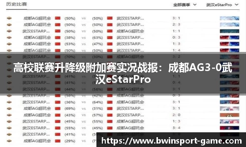 高校联赛升降级附加赛实况战报：成都AG3-0武汉eStarPro